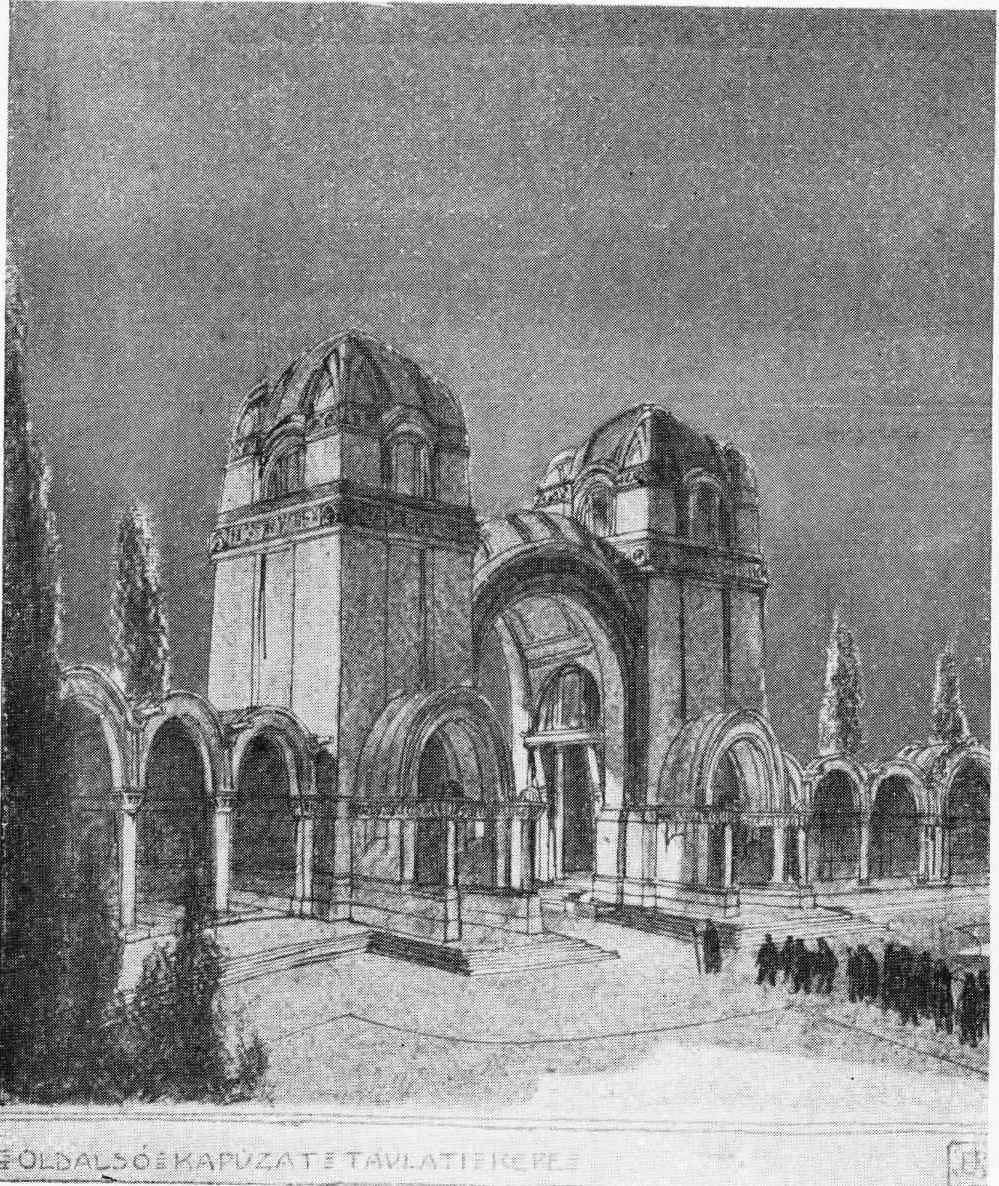2nd prize winning competition entry by Zoltán Bálint - Lajos Jámbor, detail of the elevation. Magyar Pályázatok, 1903/12. 8. p.