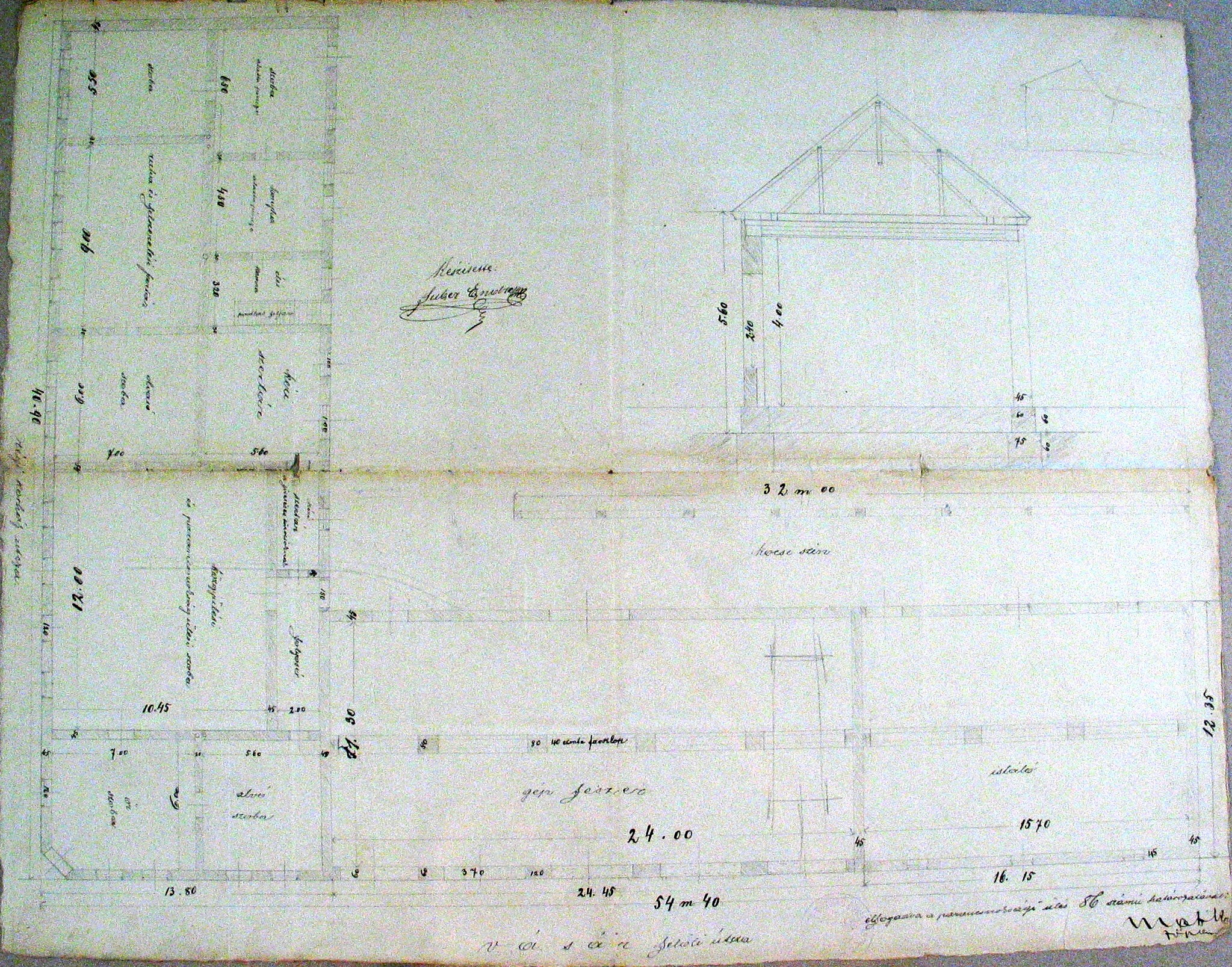 Suber Endre: A régi kórház telkén építendő tűzoltólaktanya terve, 1900. XI. hó 003_ZTL F.003.1 - Zentai Történelmi Levéltár. Az Önkéntes Tűzoltó Testületre vonatkozó zentai városi tanácsi iratok gyűjteménye