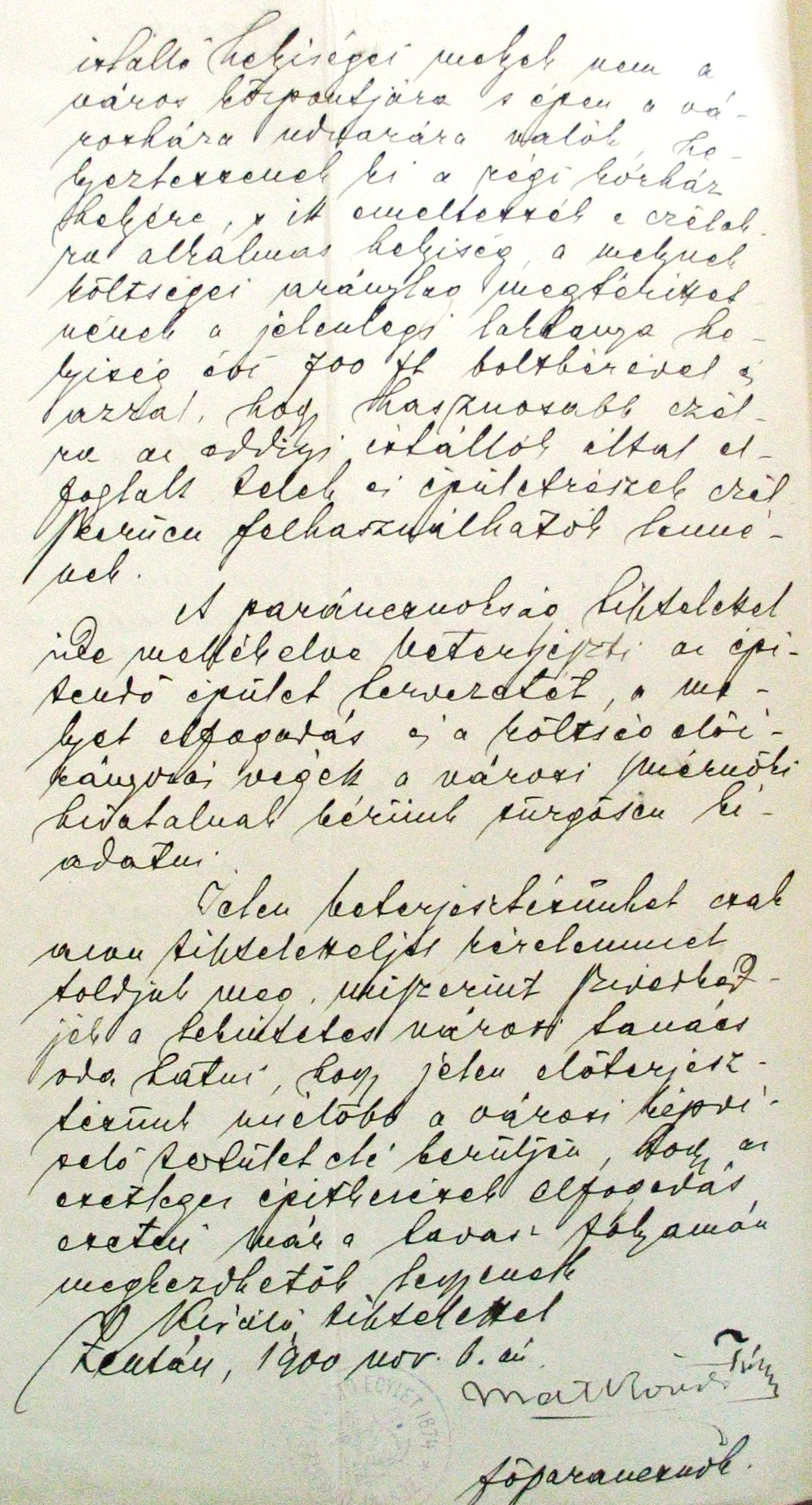 A Zentai Önkéntes Tűzoltó Testület parancsnokságának kérelme a városi tanácshoz, 1900. XI. 6. 002_ZTL F.003.1 - Zentai Történelmi Levéltár. Az Önkéntes Tűzoltó Testületre vonatkozó zentai városi tanácsi iratok gyűjteménye