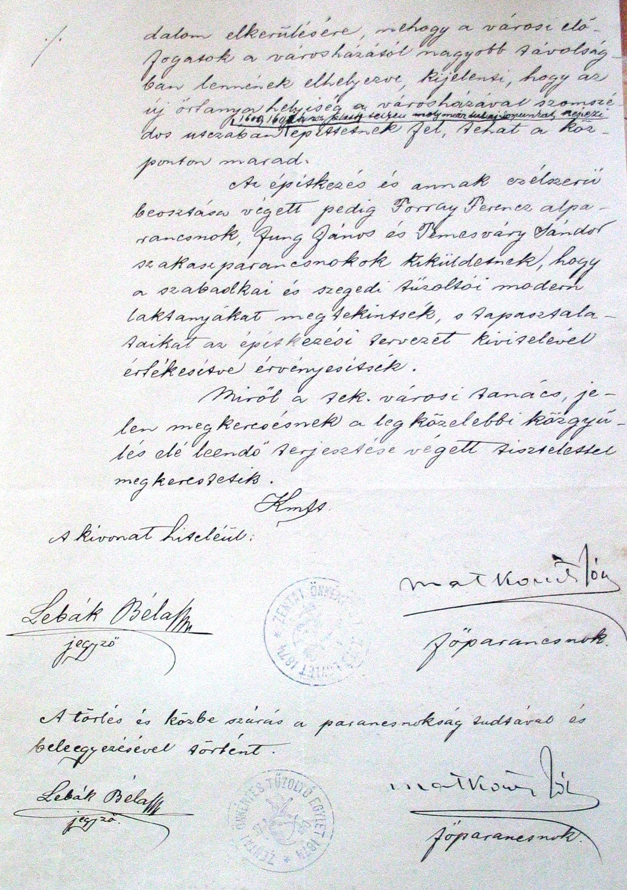 A Zentai Önkéntes Tűzoltó Testület parancsnokságának kérelme a városi tanácshoz, 1901. IX. 3. 014_ZTL F.003.1 - Zentai Történelmi Levéltár. Az Önkéntes Tűzoltó Testületre vonatkozó zentai városi tanácsi iratok gyűjteménye