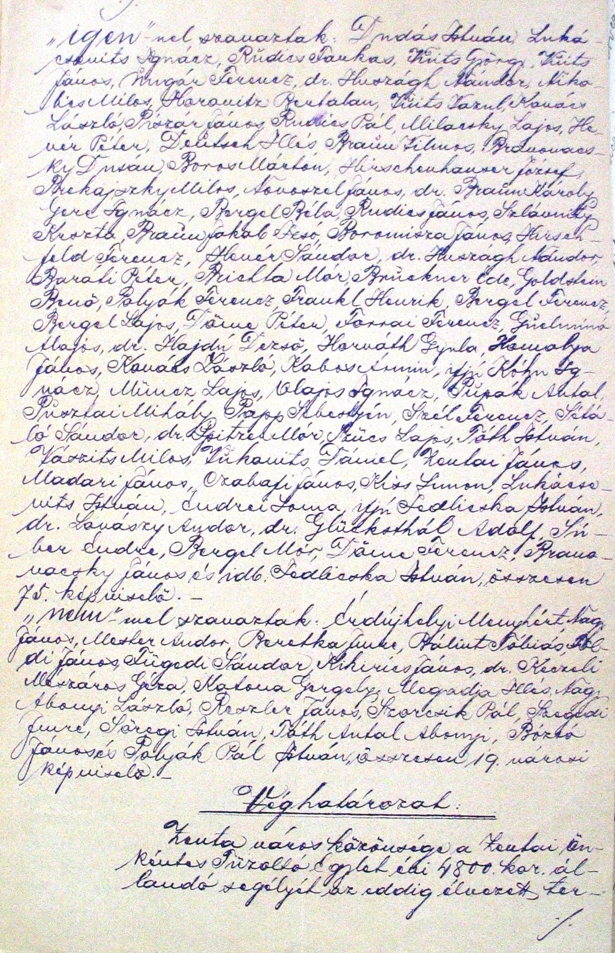 Kivonat a zentai városi képviselő-testület rendkívüli közgyűlésének 1902. III. 17-i jegyzőkönyvéből. 023_ZTL F.003.1 - Zentai Történelmi Levéltár. Az Önkéntes Tűzoltó Testületre vonatkozó zentai városi tanácsi iratok gyűjteménye