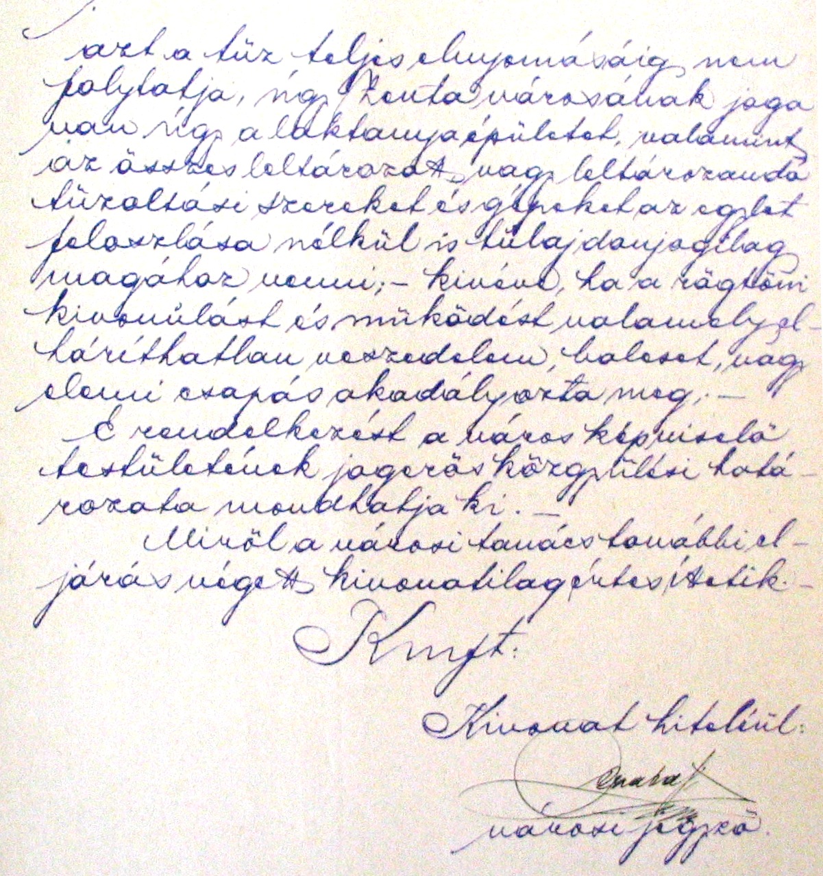 Kivonat a zentai városi képviselő-testület rendkívüli közgyűlésének 1902. III. 17-i jegyzőkönyvéből. 025_ZTL F.003.1 - Zentai Történelmi Levéltár. Az Önkéntes Tűzoltó Testületre vonatkozó zentai városi tanácsi iratok gyűjteménye