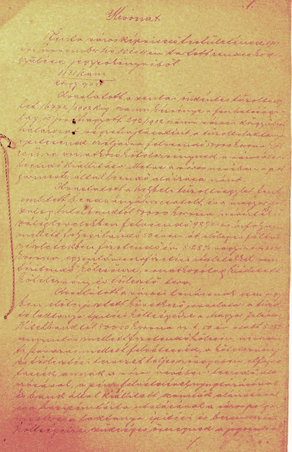 Kivonat a zentai városi képviselő-testület közgyűlésének 1902. XI. 10-11-i jegyzőkönyvéből. (1131/1902 kgy.) 032_ZTL F.003.1 - Zentai Történelmi Levéltár. Az Önkéntes Tűzoltó Testületre vonatkozó zentai városi tanácsi iratok gyűjteménye