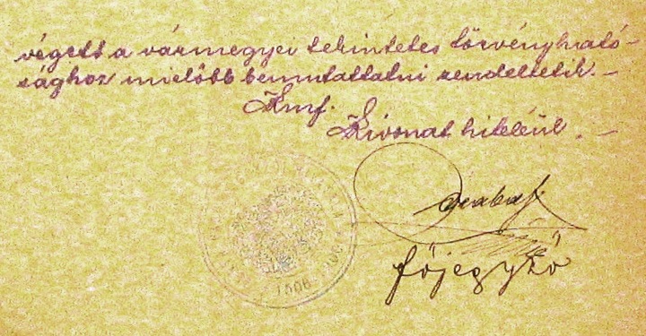 Kivonat a zentai városi képviselő-testület rendkívüli közgyűlésének 1903. V. 25-i jegyzőkönyvéből. 041_ZTL F.003.1 - Zentai Történelmi Levéltár. Az Önkéntes Tűzoltó Testületre vonatkozó zentai városi tanácsi iratok gyűjteménye