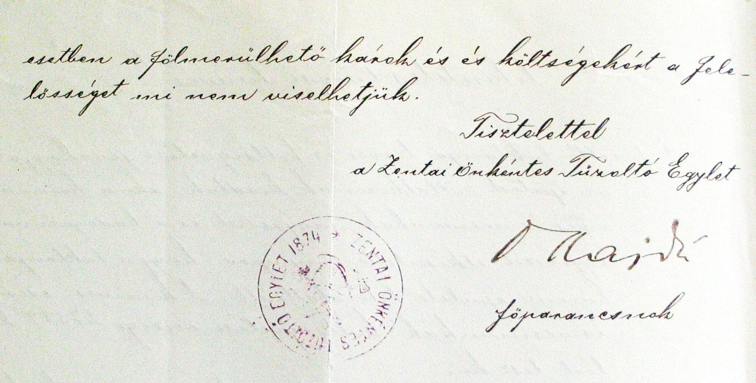 A Zentai Önkéntes Tűzoltó Testület kérelme a városi tanácshoz az építési költségek esedékes részének utalványozása iránt, 1903. XII. 15. 053_ZTL F.003.1 - Zentai Történelmi Levéltár. Az Önkéntes Tűzoltó Testületre vonatkozó zentai városi tanácsi iratok gyűjteménye