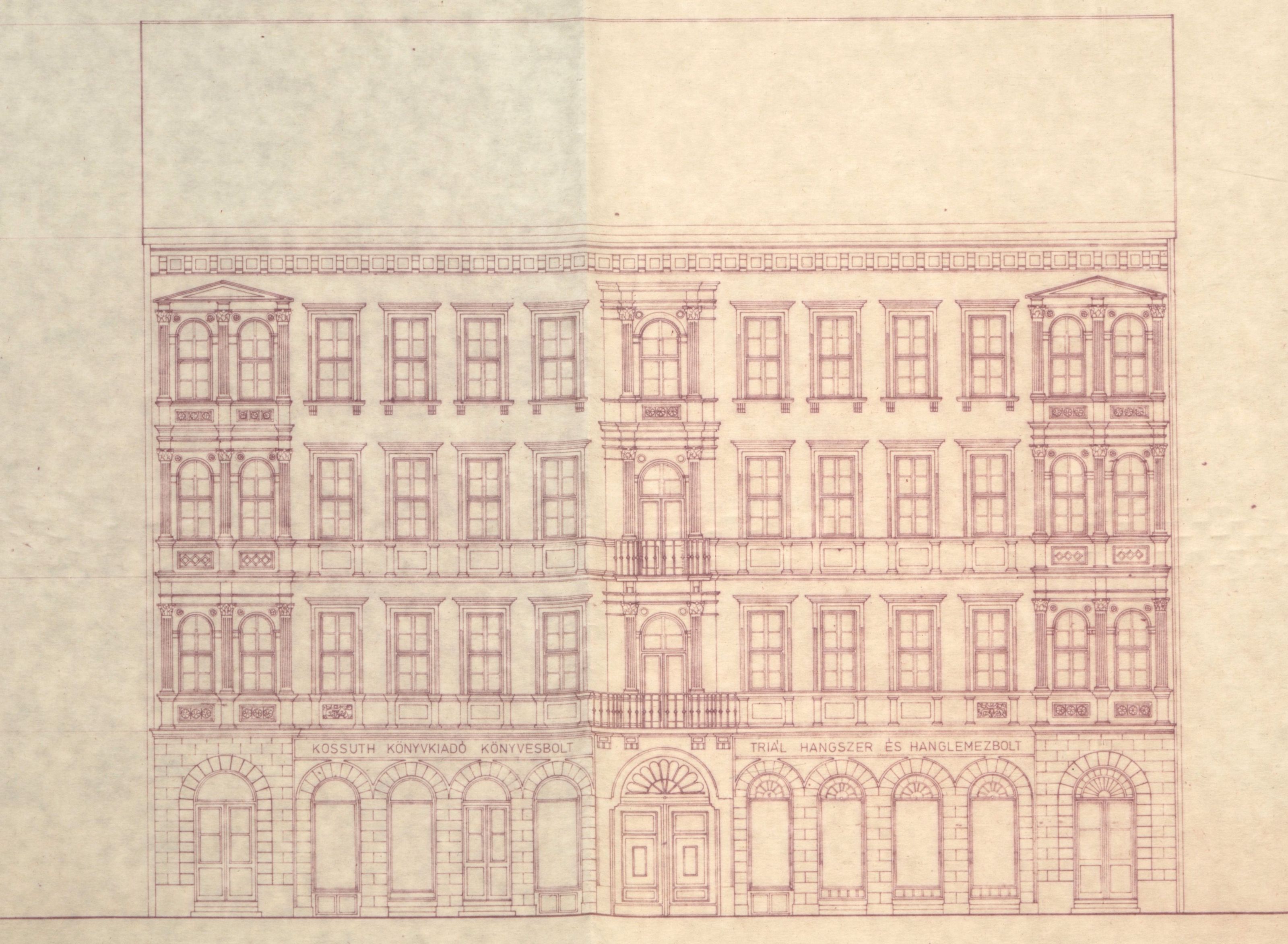 Janzsó Dezső (TETA Kisszövetkezet): A homlokzatfelújítás \'A\' jelű alternatív terve, 1987. III. 08_BFL_XV_17_e_306 Budapesti Műemléki Felügyelőség iratai