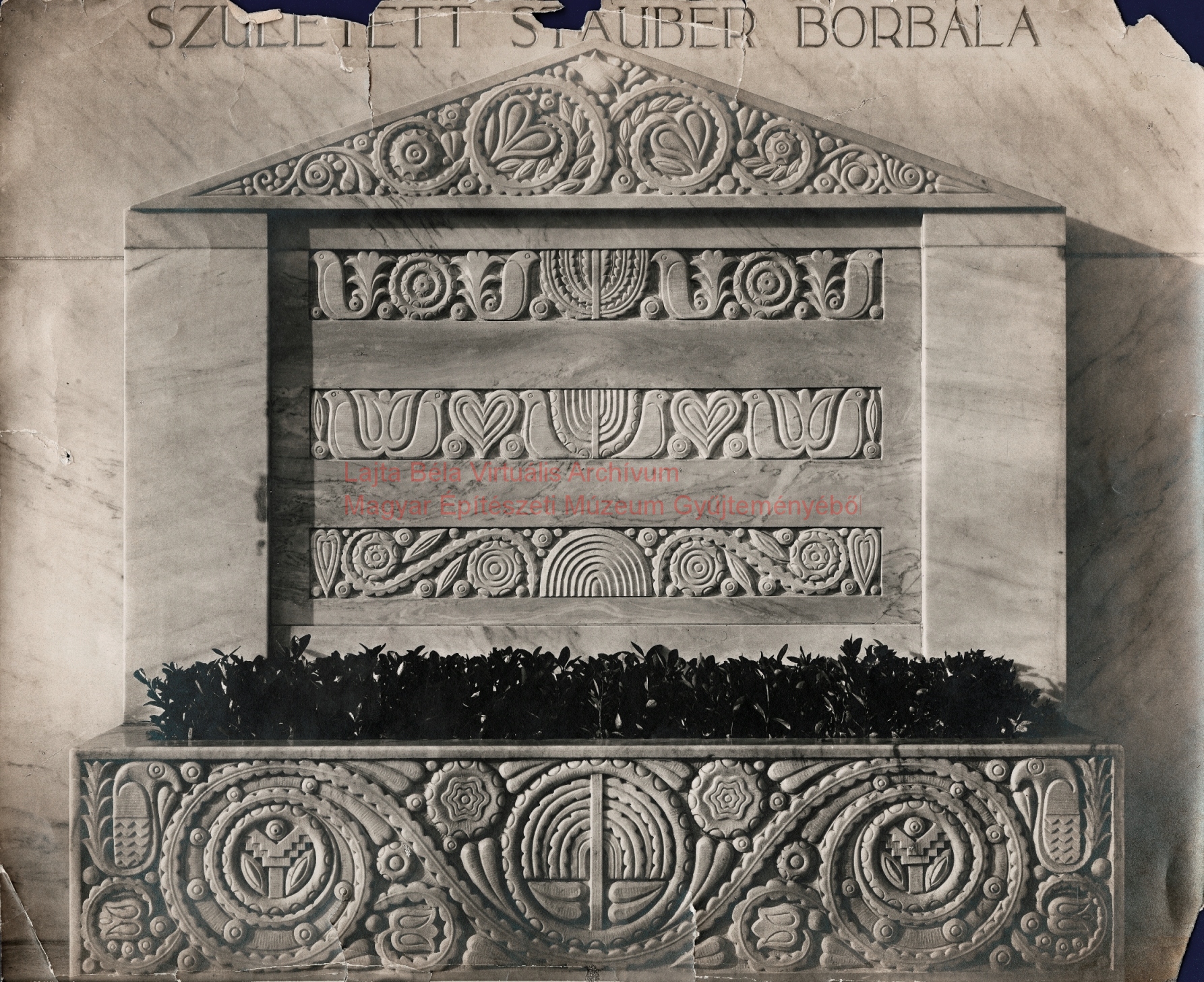 Deutsch Zsigmond és neje Stauber Borbála síremléke, 1911-1912. Budapest, Rákoskeresztúri zsidó temető. 17_02_Magyar Építészeti Múzeum, ltsz. n.