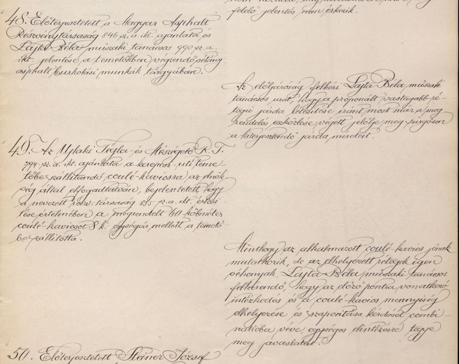 A pesti zsidó temetők útjainak burkolásával kapcsolatos jelentések és határozatok. Magyar Zsidó Levéltár, A Pesti Chevra Kadisa elöljáróságának jegyzőkönyve, 1913. VI. 24.