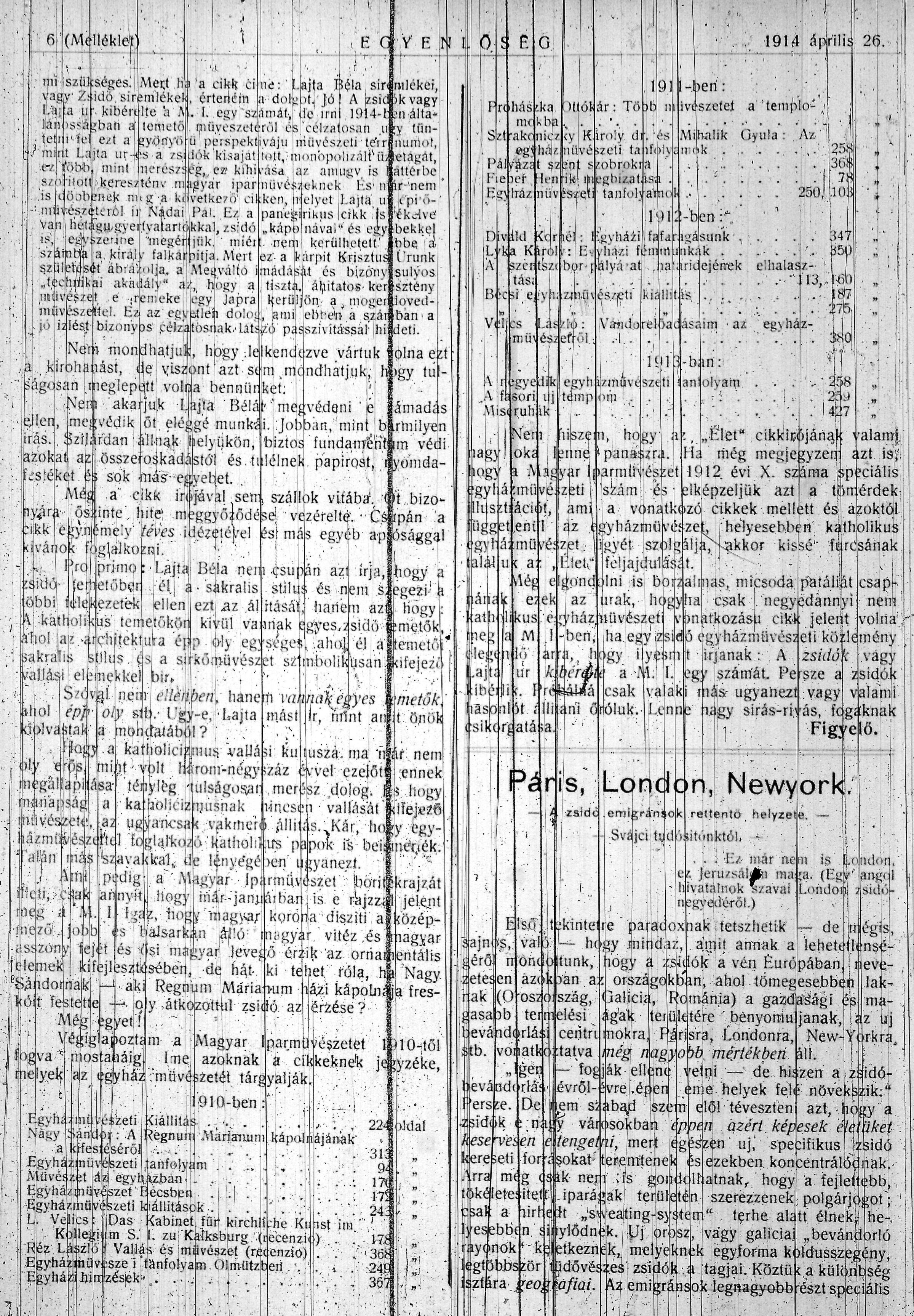 Egyenlőség, 1914. IV. 26. 2. Melléklet 6. p. 