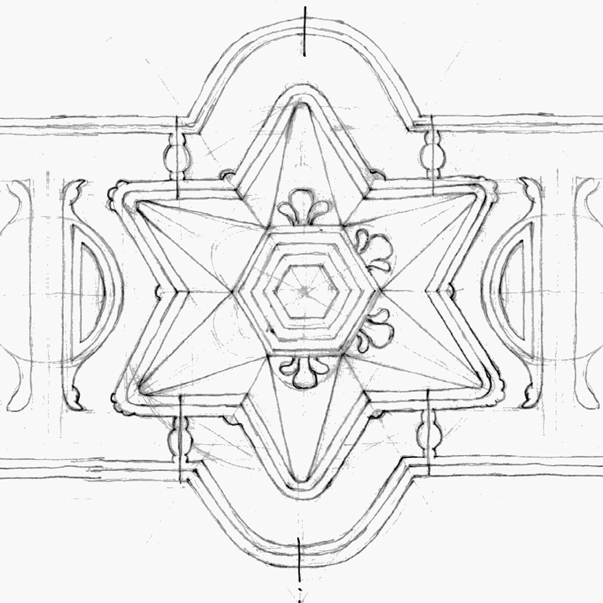 Schmidl Sándor és Schmidl Sándorné Holländer Róza síremléke, 1904. Budapest, Rákoskeresztúri zsidó temető. Helyreállításai terv, egy bevilágító rajza, 1995. 14_Bucsy Katalin. Kőnig és Wagner Építészek Kft.