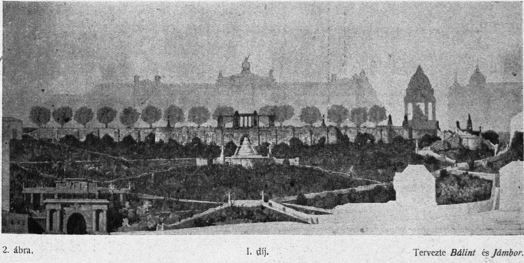 Zoltán Bálin - Lajos Jámbor: First prize winning competeition entry, elevation 01_Építő Ipar, 1910. 76. p.