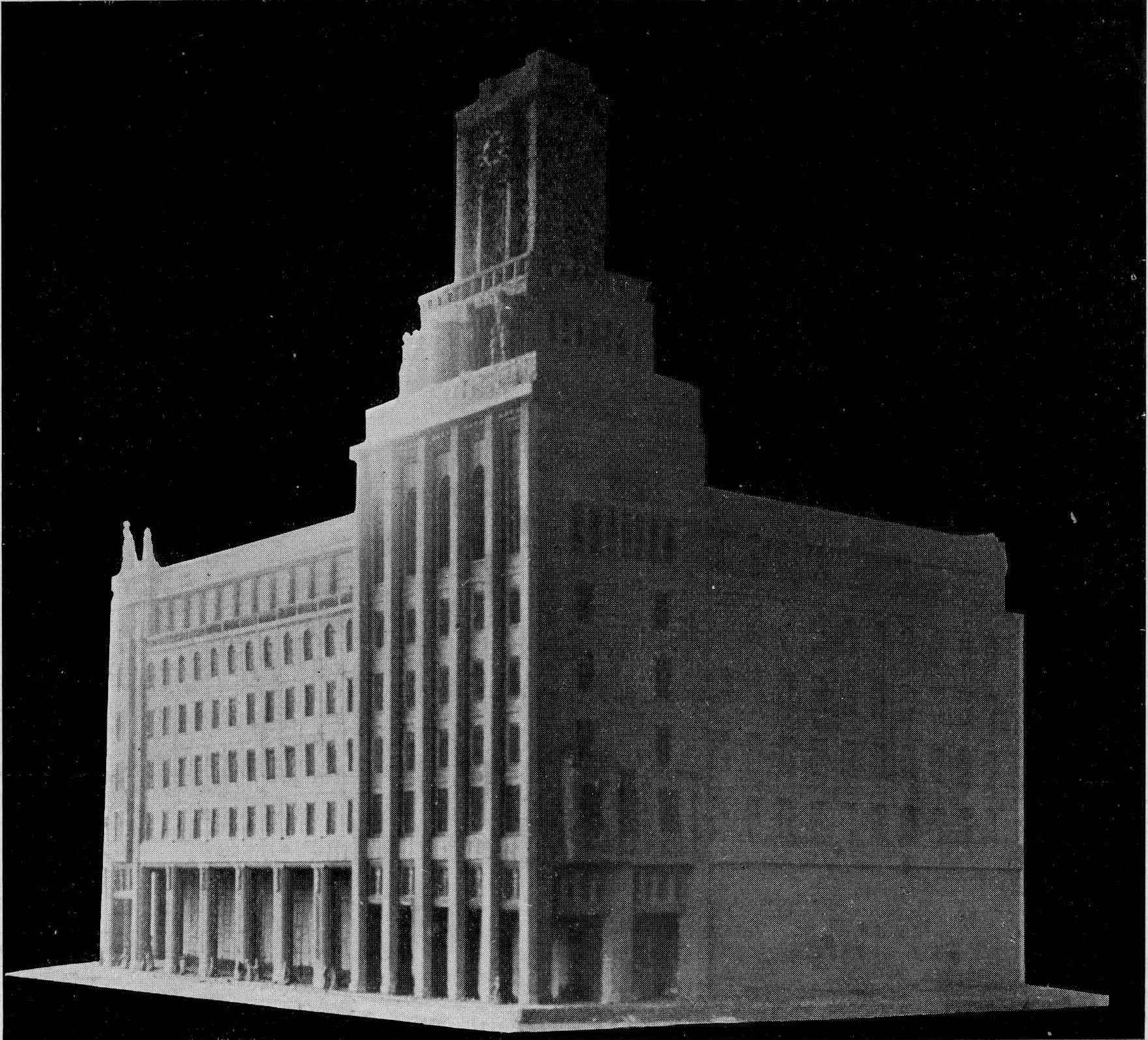 Entry by Emil Tőry & Móric Pogány, photo of the architectural model, 1911. Magyar Építőművészet, 1912. 7-8. sz. 16. p.