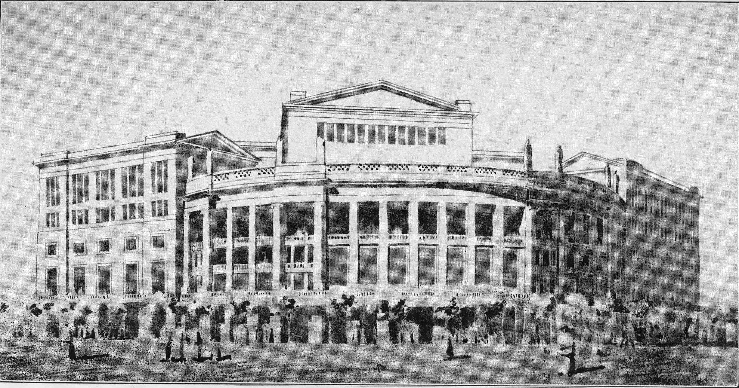 First architectural competition, first prize winning entry by István Medgyaszay, perspective view, 1912. 04_Magyar Építőművészet, 1913. 1. sz. 5