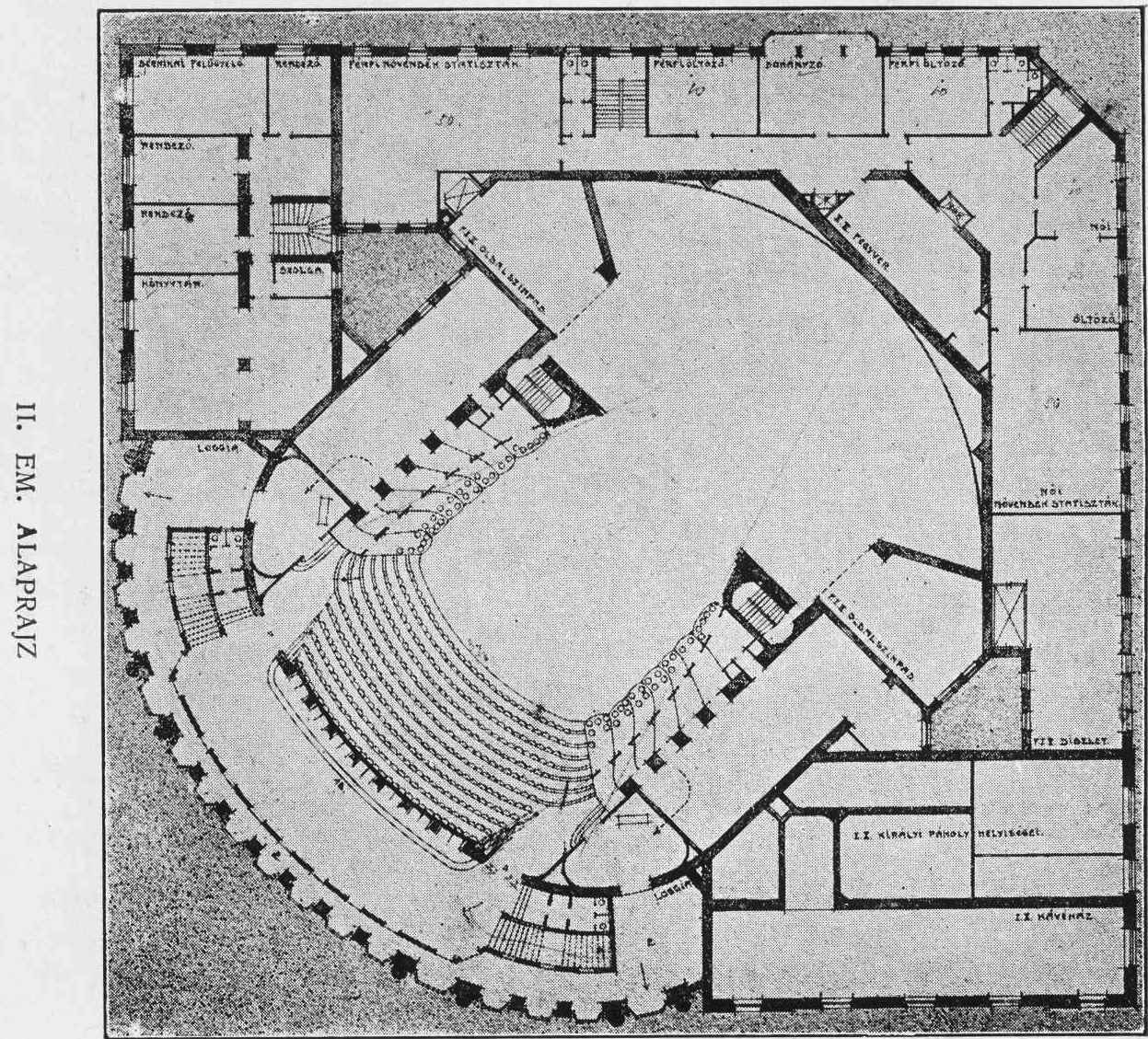 First architectural competition, first prize winning entry by István Medgyaszay, second floor plan, 1912. 07_Magyar Építőművészet, 1913. 1. sz. 8. p.