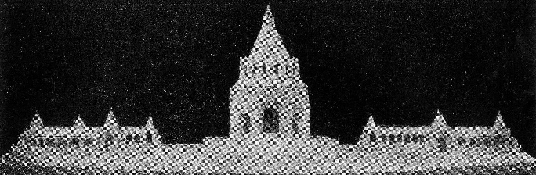 Fourth prize winning entry by Elemér Wachtel - Viktor Vass, destined for the City Park, photo of the model. Magyar Iparművészet, 1916. 6. sz. 253. p.