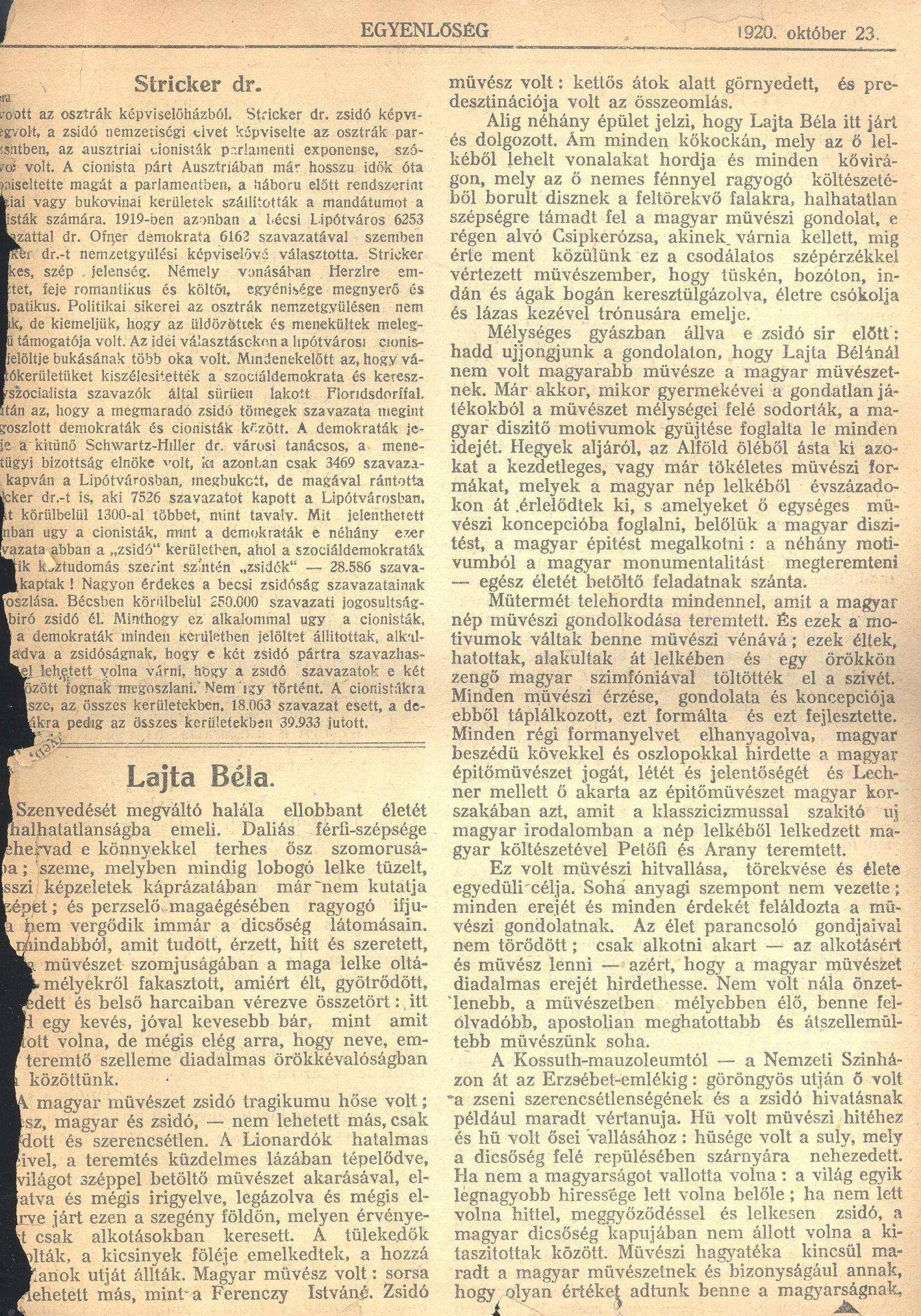 27_Egyenlőség, 1920. X. 23. 4. p.